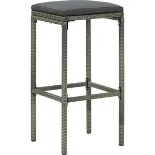 vidaXL Barhocker mit Kissen 6 Stk. Grau Poly Rattan - Grau