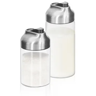 Aelga Zucker- und Sahnespender-Set 350 ml und 210 ml,Zuckerdose Beschwerter Ausgießer, für Kaffee, Tee und Backen