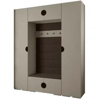 Abiks Möbel Garderoben-Set 236,7/200/47 , Kaschmir, Braun, Schwarz , Metall , Nachbildung , 10 Fächer , 200x236.7x47 cm , Garderobe, Garderoben-Sets & Garderoben-Serien, Garderoben-Sets