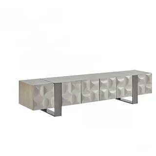 KAWOLA MARGO Lowboard 200x42 cm Grau Holz/Edelstahl gebürstet