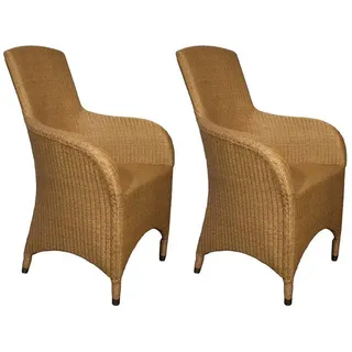 2x Set Rattan Stuhl Loom Rostock Natur Esszimmerstuhl Armlehnenstuhl Küchenstuhl - ca. 48 cm X ca. 98 cm X ca. 56 cm