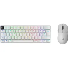 Logitech G PRO X 60 Lightspeed kabellose Gaming-Tastatur, Ultra-kompakte mechanische 60%-TKL-Tastatur für PC (QWERTZ DE) + PRO X Superlight 2 Lightspeed Kabellose Gaming-Maus - Weiß