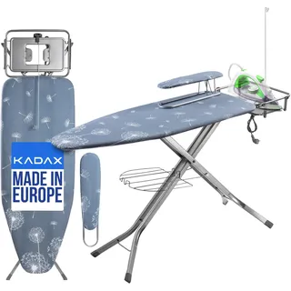 KADAX Bügelbrett mit Steckdose "Aleglo", klappbarer Bügeltisch mit Dampfbügelstation, 169 cm, Dunkelblau - Dunkelblau, Grün, Türkis