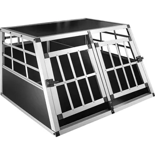 Hundebox Hundetransportbox Auto Alu Hunde Transportbox Aluminium Kofferraum Transport Box für Hund Dog Autobox 89 x 69 x 50 cm Haustier Käfig Petigi