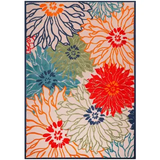 Outdoorteppich , Rot , Textil , Blätter , rechteckig , 120x170 cm , Oeko-Tex® Standard 100 , pflegeleicht , Teppiche und Böden, Teppiche, Outdoorteppiche