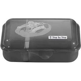 Step by Step Lunchbox "Ninja Yuma", schwarz, mit Trennwand und Klickverschluss, spülmaschinenfest, BPA-frei, für Schule und Kindergarten, 0,9L
