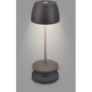 Briloner - Mini LED Tischleuchte kabellos IP44 mit Ladestation, stufenlos dimmbar, Akku & Lichtquelle tauschbar, Nachttischlampe, LED Lampe, Akku Tischleuchte, Restaurant, 8x20,5 cm (DxH), Anthrazit