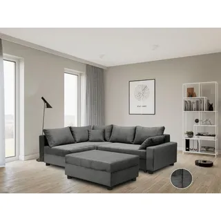 Collection AB Ecksofa »Parma L-Form« mit Schlaffunktion und Bettkasten, inklusive Kissen, Bonellfederkern, grau (anthrazit), B:224cm H:42cm T:161cm, 100%Polyester, Sofas, Ecksofa, Bettfunktion, & 2 Zierkissen, Federkern