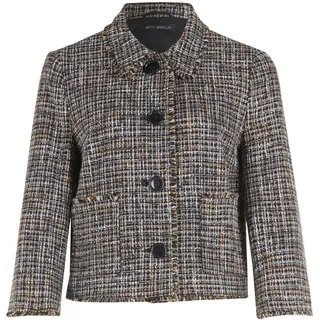 Betty Barclay Damen Casual-Blazer mit Fransen Schwarz/Braun,42