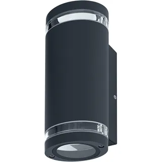 LEDVANCE LED Wandleuchte für 2x GU10 Leuchtmittel, Design Leuchte für Aussen, für 2-seitige indirekte Beleuchtung mit dursichtigen Ringen, aus Aluminium in dunkelgrau, ENDURA BEAM GAP Wall UpDown GU10