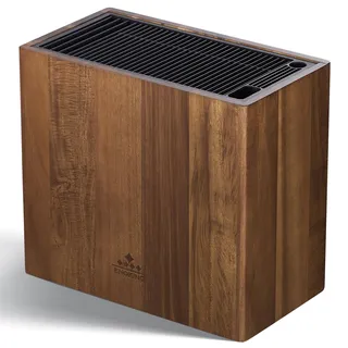 ENOKING Messerblock ohne Messer aus Akazienholz, Universal Messerblock mit Kunststoffdeckel, Hochwertiges Messerhalter für Messer und Geflügelschere/Wetzstahl