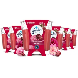 Glade Duft-Kerze im Glas, Luscious Cherry & Peony, bis zu 27 Stunden Brenndauer, 6er Pack (6 x 112g)