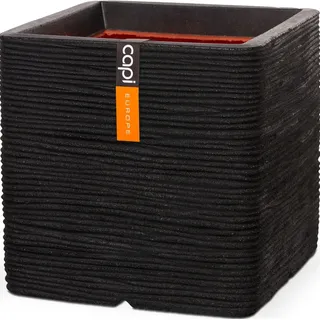 Capi Pflanztopf Nature Rib Quadrat Riffel 40 cm x 40 cm x 40 cm Schwarz