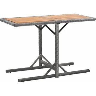 Gartentisch Beistelltisch Gartenmöbel Tisch Balkontisch Loungetisch Couchtisch Kaffeetisch Terrassentisch Garten-Esstisch Buffettisch Campingtisch Anthrazit Poly Rattan und Massivholz Akazie - Grau
