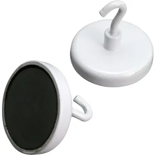 Ferritmagnete, Magnethaken, Hakenmagnet, Magnethalter 40 mm, Metall|Ferrit, weiß