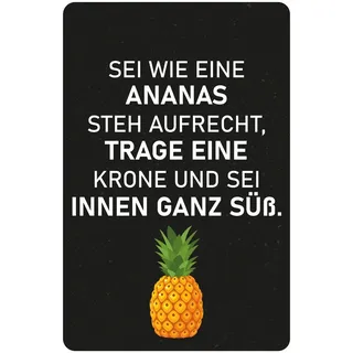 queence Metallbild »Ananas« Ananas   Schriftzug   Sprüche   Sprüche & Texte 1 Stk. tlg. Stahlschild, Blechschild, Sprüche, Texte, witzig, weiß
