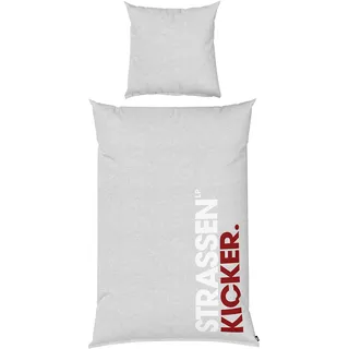 Herding STRASSENKICKER Bettwäsche-Set, ‘Hellgrau’ – 135×200, Renforcé,