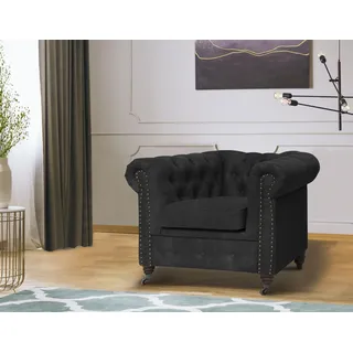 Home Affaire Chesterfield-Sessel Aarburg Polyester 98 x 77 x 87 cm Grau mit Rollen