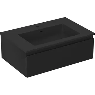 Mexen Orio Badezimmerschrank 70 cm mit Otis Waschbecken, 1 Schublade, schwarz matt - 91A10-07023-1-BF71-W18M71
