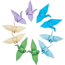 HAOBIN 50 StüCk Origami Papierkrane Origami Papierkraniche Regenbogen Origami Kraniche Handgefertigt Origami Papier Kranschnur Zur Dekoration Von Hochzeiten,Partys,Kulissen Und Wohnungen,In 5 Farben