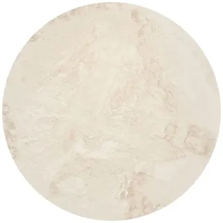 benuta nest Kunstfell-Teppich, Creme, Textil, Beton Optik, Rund, 80x80 cm, Gots, wasserabweisend, Teppiche & Böden, Teppiche