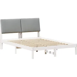 vidaXL Bettgestell Weiß und Hellgrau 140 x 200 cm Massivholz Kiefer - Weiß