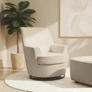 Home Affaire Drehsessel HETTY Mikrofaser 78 x 93 x 88 cm Beige mit Hocker