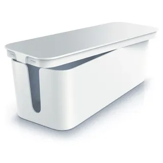 BEARWARE Kabelbox, Kabelmanagement Box mit Gummifüßen, Kabelaufbewahrungsbox, dezente Optik / Ladebox - Weiß