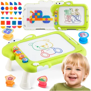 Ricokids Magnettafel Kinder - Zaubertafel - Kindertafel Bunt - 3 Stempel