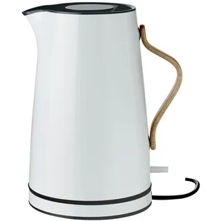 Stelton Wasserkocher Emma - Elektrischer Kocher - Kaffee- & Teekanne, skandinavisch - Filter, Trockenkoch-Sicherheitsschalter mit Abschaltung, Buchenholzgriff - 1,2 Liter, Hellblau, EU-Stecker