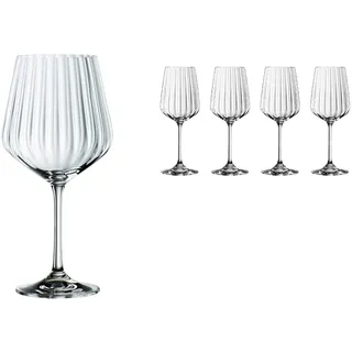Spiegelau & Nachtmann, 4-teiliges Gin & Tonic-Set, 640 ml, Höhe: 22,2 cm, Gin & Tonic, 102892 & 4-teiliges Weißweinglas-Set, Kristallglas, 440 ml, Spiegelau LifeStyle, 4450172