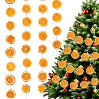 Weihnachtsdekoration, 3 m Girlande aus getrockneten Orangenscheiben, rustikale Orangengirlande für Kamin, Haustür, Wand, Fenster, Weihnachtsbaum, Veranda, Bauernhaus – Innenbereich Deko