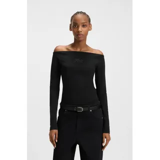Hugo Blue Langarmshirt »Dolder« schulterfrei, mit Strasssteinbesatz vorn HUGO Blue Black 001 XXL