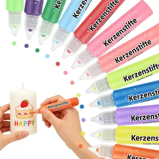 Libershine 12 Stück Kerzenstifte 12 Farben 30ml Wachsstifte für Kerzen, Kerzenstifte zum Verzieren, Kerzenpen Leuchtende Farben Ideal zum Kerzen Dekorieren & Gestalten