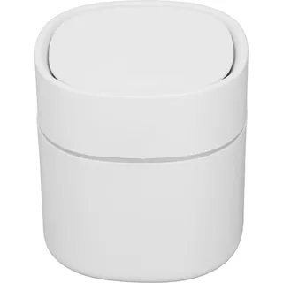 Mini-Mülleimer für den Schreibtisch mit Deckel - ideal für Couchtisch, Frisiertisch und Arbeitsplatte - Weiß, Blau