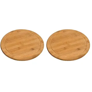 KESPER 58444 Fleischteller Ø 30 cm aus FSC®-zertifiziertem Bambus/Vesperteller/Pizzateller/Holzteller/Schneidebrett (Packung mit 2)