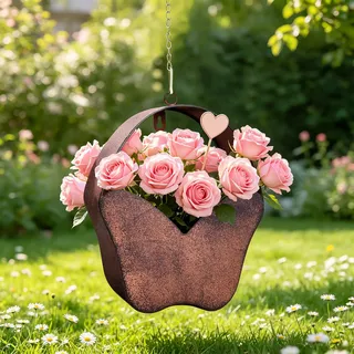 Mittimiya Rost Metall Blumentopf Hängend Garten Deko Draußen, Schmetterlingsform Pflanzkübel für Wand, Fenster, Garten, Terrasse, Geschenke für Gartenliebhaber und Einzugsgeschenk