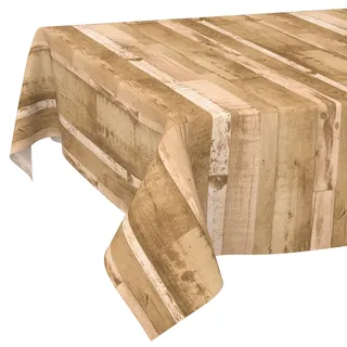 ANRO Abwaschbare Tischdecke ohne Einfassung – Holzoptik Hellbraun – pflegeleichtes Wachstuch rechteckig – für Innen- & Außenbereich 180 x 140 cm (Rechteckig)