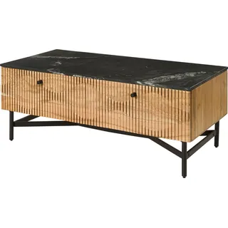 MASSIVMOEBEL24.DE Couchtisch Akazie 120x60x45 natur lackiert / Marmor schwarz LONDON #120 - Schwarz