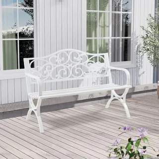 Gartenbank 'Utav' für 2-3 Personen Stahl 127 x 53 x 79 cm Weiß - Weiß