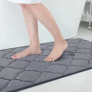 Homaxy Memory Foam Badezimmerteppich rutschfest Badematte Weich Badteppich Saugfähige Badvorleger Waschbar Pflegeleichte Duschvorleger - 60 x 90 cm, Dunkelgrau