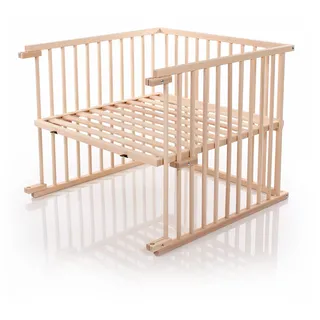babybay Kinderbett Umbausatz für Beistellbetten stufenlos verstellbar passend für Modell Original Beistellbett / Babybett Größe: 132 cm x 81 cm aus massivem Buchenholz, natur unbehandelt