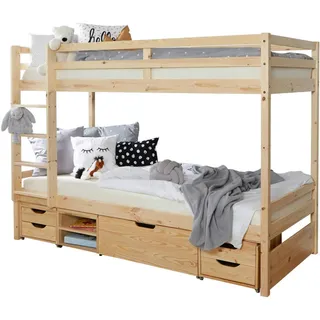Mid.you Etagenbett , Kieferfarben , Holz , Kiefer , massiv , 90x200 cm , für Rollrost geeignet , Babymöbel & Kindermöbel, Kinderzimmer & Jugendzimmer, Stockbetten