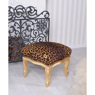 Kleiner Hocker Leo Fussbank Tierprint Polsterbank Polsterhocker Barock