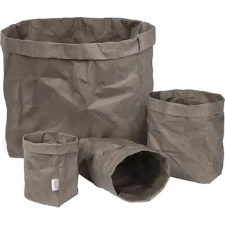 ONVAYA® Aufbewahrungskorb Set Grau | Größe M-XXL | Krempelbox | Dekobox | Geschenkbox | Lederoptik | vegan | waschbar | Brotkorb | Badaufbewahrung - Grau