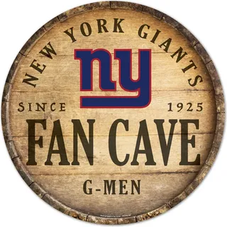 NFL New York Giants Fan Cave Rund Football Wood Sign Holzschild Holz Deko 35cm - Bunt