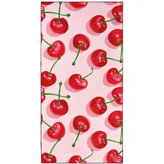 YISUMEI Mikrofaser Strandtuch, Weich Leicht Sandfest Schnelltrocknend, Obst Muster Druck - Kirsche, XXL(180x90cm)