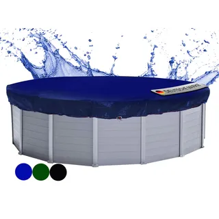 Poolabdeckung Rund für 320-366 cm Pools | Planenmaß Ø 420 cm | Blau | Sommer & Winter Poolplane | Abdeckplane 200 g/m2 PE | Zweifach Beschichtete Abdeckung | UV-Resistent - Blau