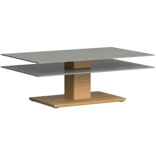 Voglauer Couchtisch , Grau, Eichefarben , Holz, Glas, Holzwerkstoff , Wildeiche , furniert, massiv , rechteckig , eckig, Bodenplatte , 75x43x120 cm , Goldenes M, Made in Austria , offenes Fach , Holzmöbel, Holztische, Wohnzimmertische Holz, Couchtische Holz