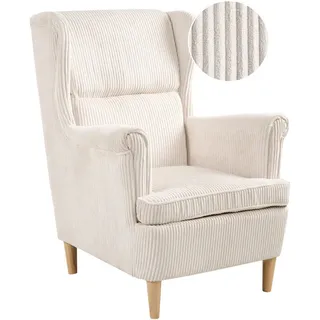 Beliani Ohrensessel Hellbeige Abson , Beige, Braun , Textil , 64x100x65 cm , Wohnzimmer, Sessel, Ohrensessel